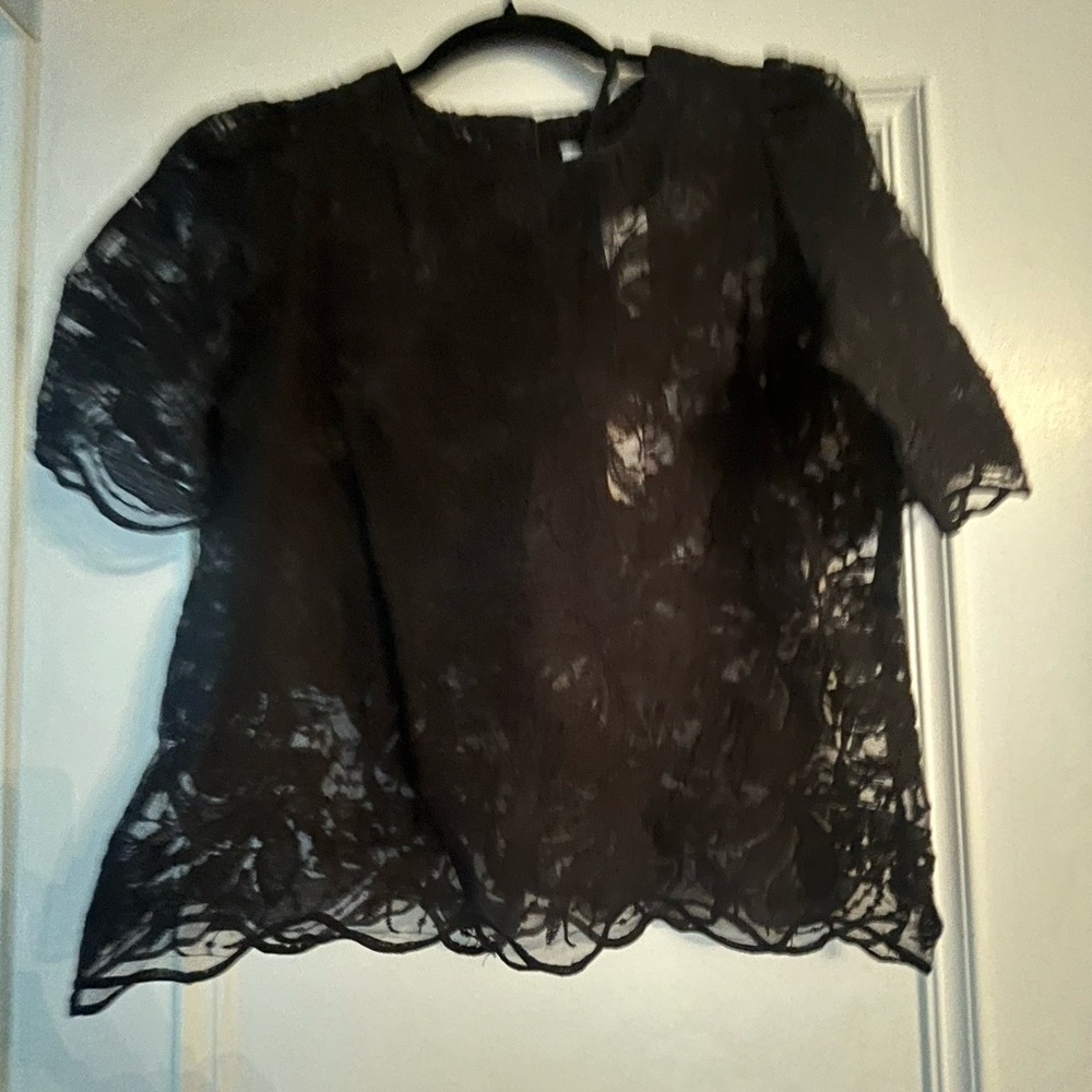Black Embellished Boxy Short Sleeve Blouse